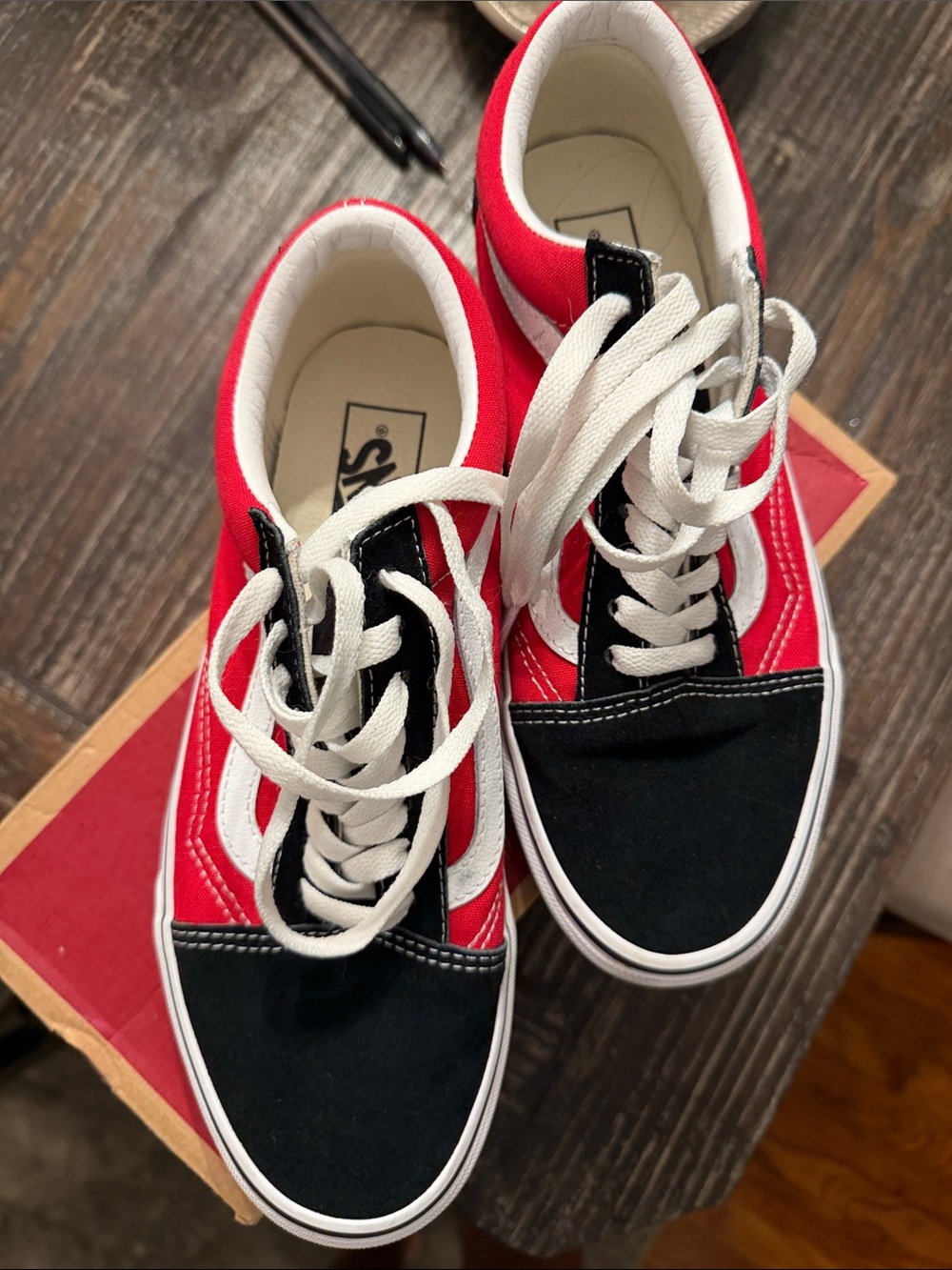 Vans Old Skool Sneakers in Red, Black and White